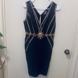 WOW Couture Black Dress with Gold Accents